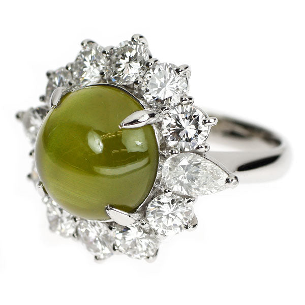 Pt900 クリソベリルキャッツアイ ダイヤモンド リング 13.10ct D3.18ct