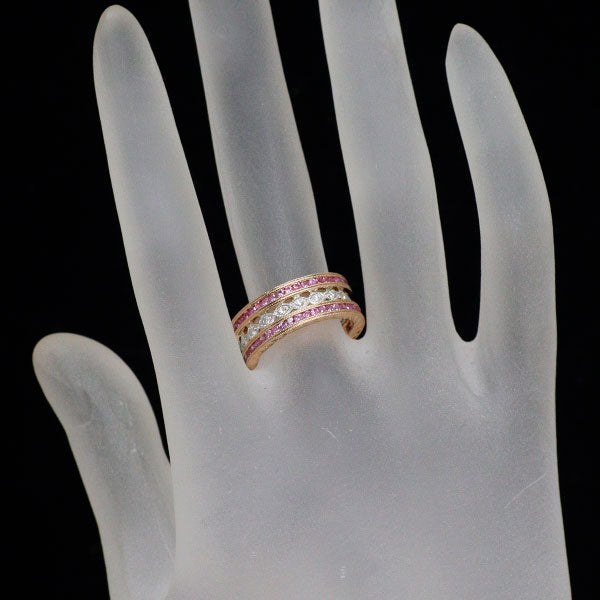 カールブラックバーン K18PG/Pt900 ピンク サファイア ダイヤモンド リング 1.09ct D0.15ct