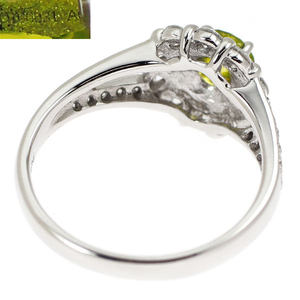 Pt900 アップルグリーンダイヤモンド リング 0.376ct D0.47ct