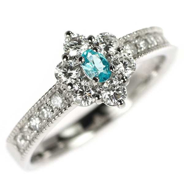 希少 Pt900 パライバ トルマリン ダイヤモンド リング 0.089ct D0.52ct