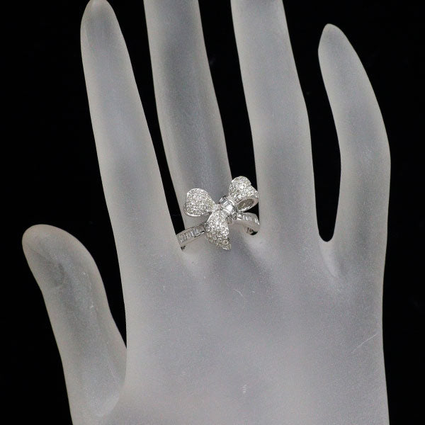 K18WG ダイヤモンド リング 0.68ct リボン パヴェ