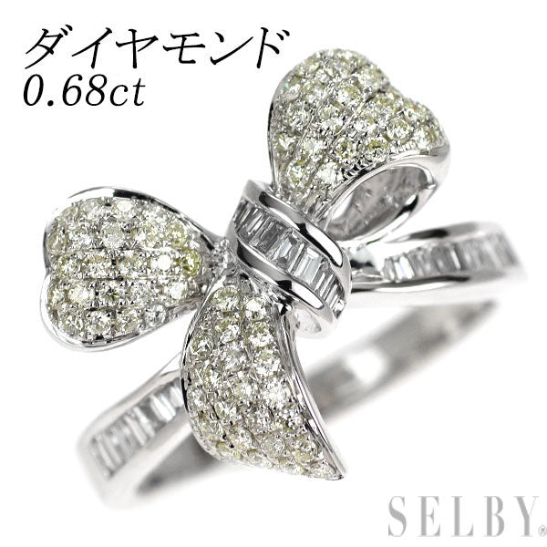 K18WG ダイヤモンド リング 0.68ct リボン パヴェ