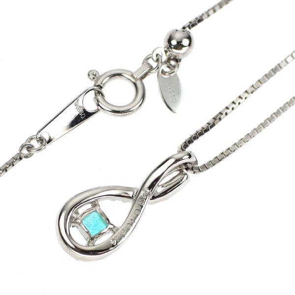 希少 Pt900/ Pt850 パライバトルマリン ダイヤモンド ペンダントネックレス 0.10ct D0.40ct