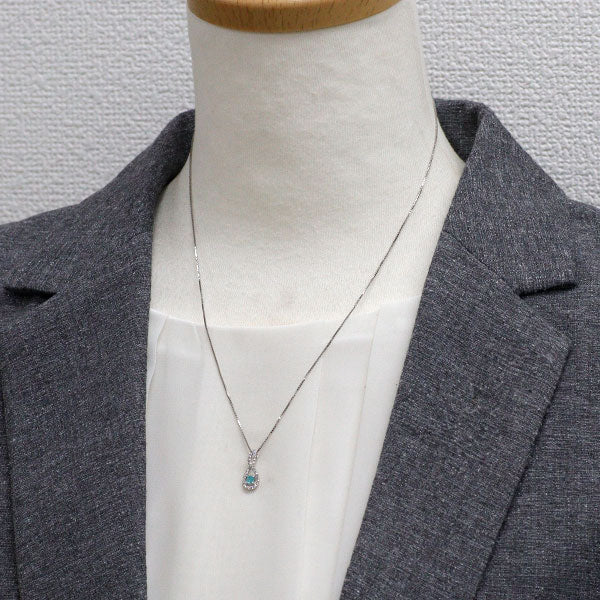希少 Pt900/ Pt850 パライバトルマリン ダイヤモンド ペンダントネックレス 0.10ct D0.40ct