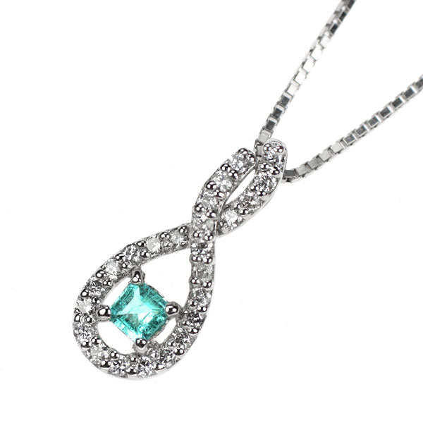 希少 Pt900/ Pt850 パライバトルマリン ダイヤモンド ペンダントネックレス 0.10ct D0.40ct