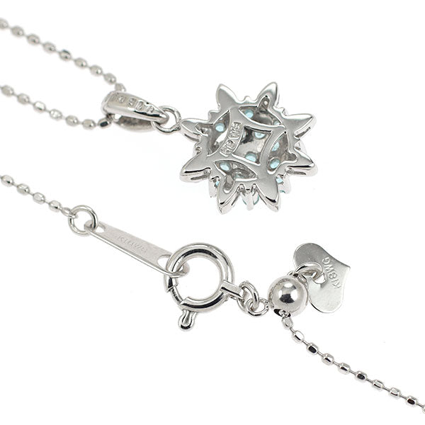 希少 K18WG パライバ トルマリン ダイヤモンド ペンダントネックレス 0.15ct D0.05ct