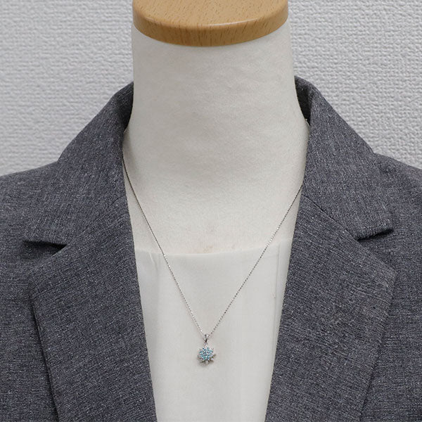 希少 K18WG パライバ トルマリン ダイヤモンド ペンダントネックレス 0.15ct D0.05ct