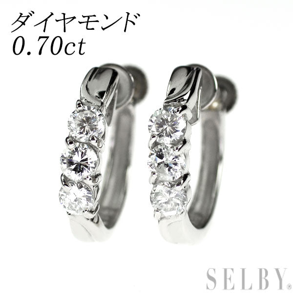Pt900 ダイヤモンド フープ イヤリング 0.70ct