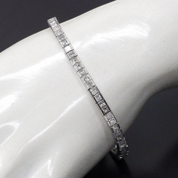 K18WG プリンセスカット ダイヤモンド テニス ブレスレット 7.00ct