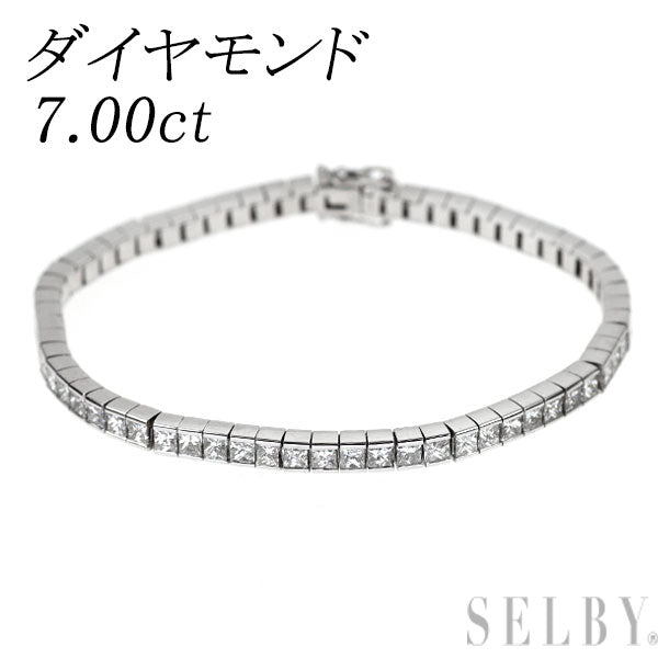 K18WG プリンセスカット ダイヤモンド テニス ブレスレット 7.00ct