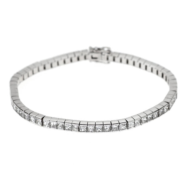K18WG プリンセスカット ダイヤモンド テニス ブレスレット 7.00ct