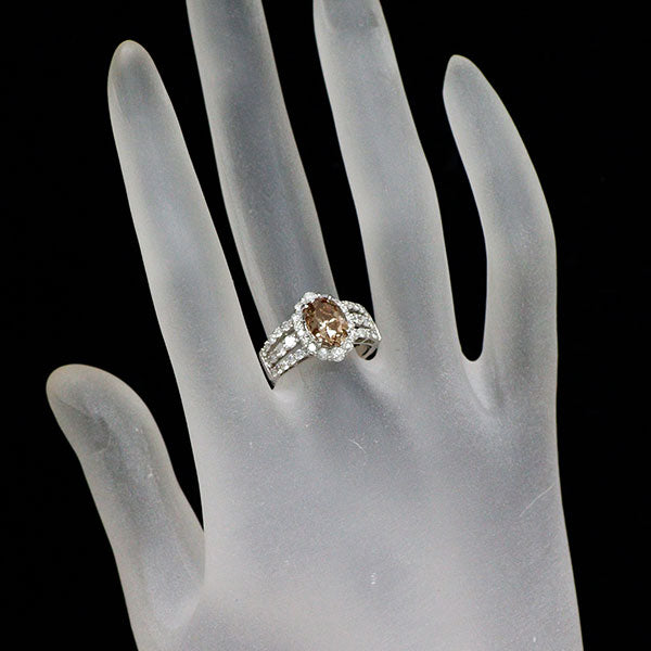 Pt900 オーバル ダイヤモンド リング 2.031ct FB SI2 D0.96ct
