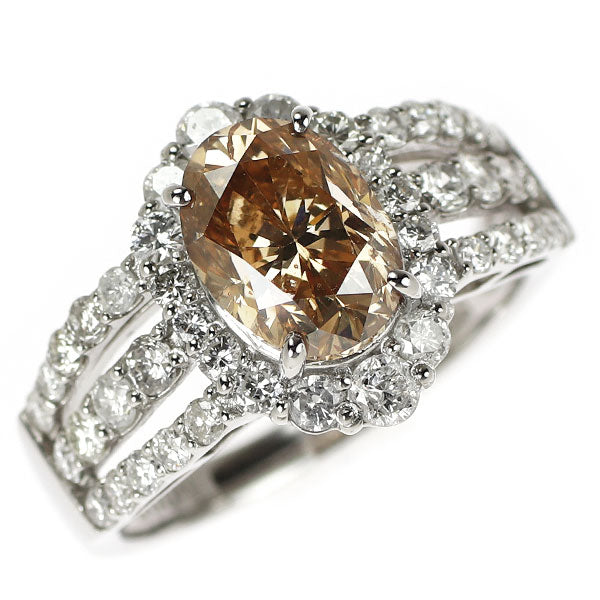 Pt900 オーバル ダイヤモンド リング 2.031ct FB SI2 D0.96ct