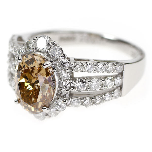 Pt900 オーバル ダイヤモンド リング 2.031ct FB SI2 D0.96ct