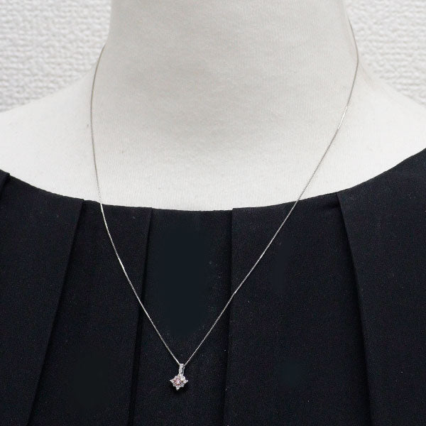 希少 Pt900/ Pt850 天然ピンク ダイヤモンド ペンダントネックレス 0.08ct D0.10ct