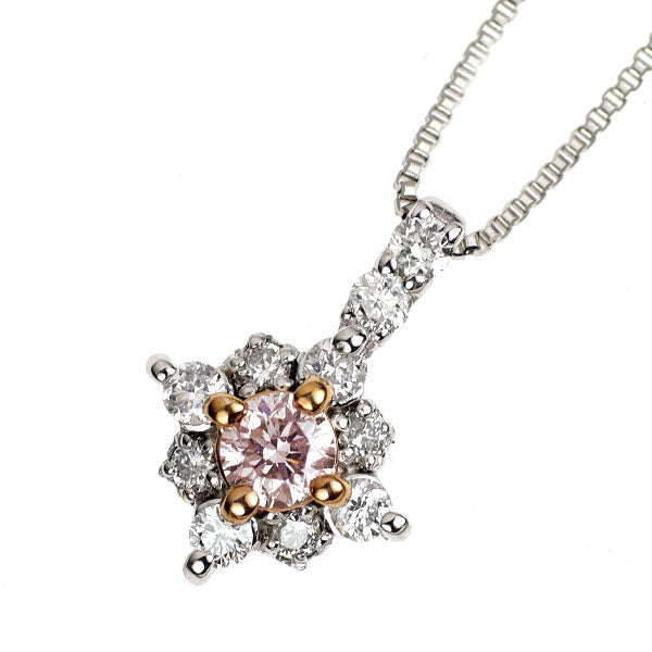 希少 Pt900/ Pt850 天然ピンク ダイヤモンド ペンダントネックレス 0.08ct D0.10ct