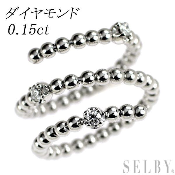 K18WG ダイヤモンド リング 0.15ct 形状記憶