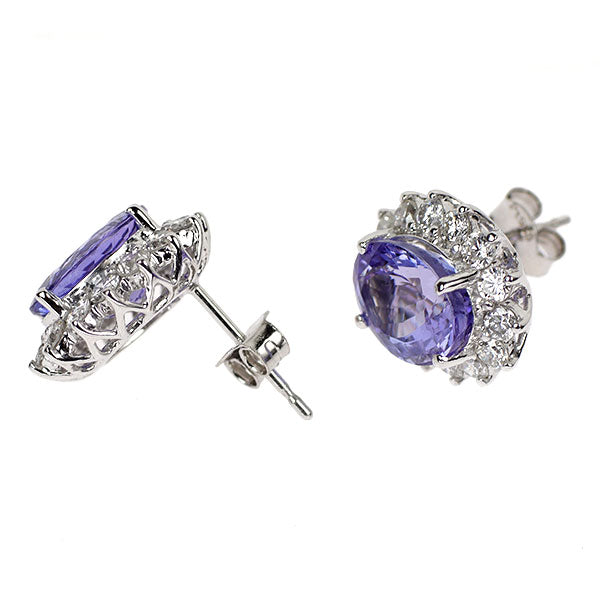 Pt950/Pt900 タンザナイト ダイヤモンド ピアス 5.46ct D1.261ct
