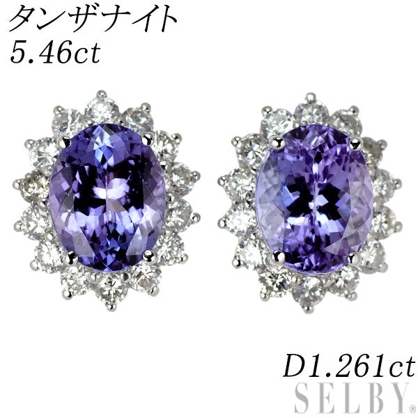 Pt950/Pt900 タンザナイト ダイヤモンド ピアス 5.46ct D1.261ct
