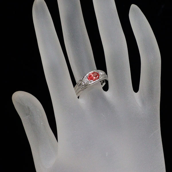 京セラ/ムーンジュエリー Pt950 再結晶パパラチア サファイア ダイヤモンド リング 0.97ct D0.12ct