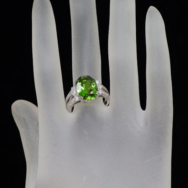 Pt900 ペリドット ダイヤモンド リング 6.33ct D0.60ct