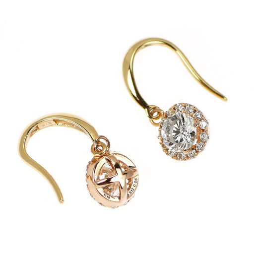 K18YG/PG ダイヤモンド ピアス 0.633ct D0.12ct — セルビー