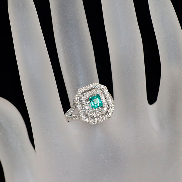 n*o様 GSTV K18YG コロンビア産エメラルド フリーリング K18WG コロンビア産ノンオイルエメラルド ダイヤモンド リング