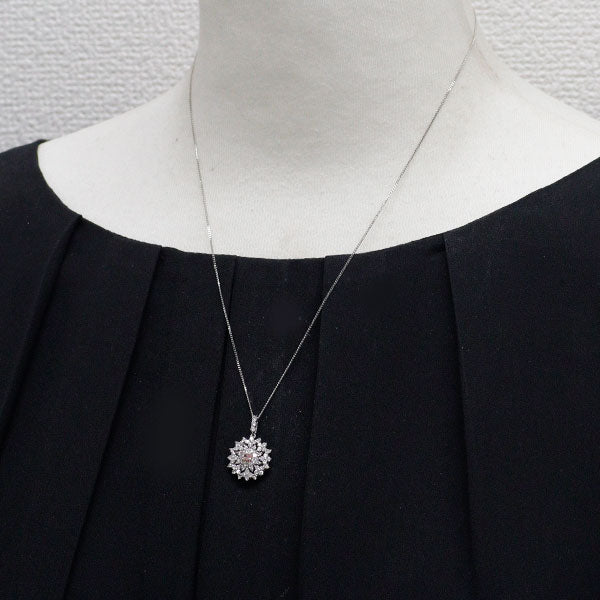 希少 Pt950/ Pt900 天然ピンク ダイヤモンド ペンダントネックレス 0.108ct FP I1 D0.80ct
