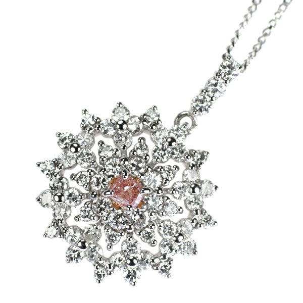 希少 Pt950/ Pt900 天然ピンク ダイヤモンド ペンダントネックレス 0.108ct FP I1 D0.80ct