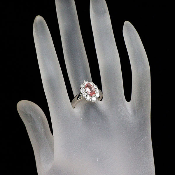 Pt900 パパラチア サファイア ダイヤモンド リング 1.210ct D1.00ct