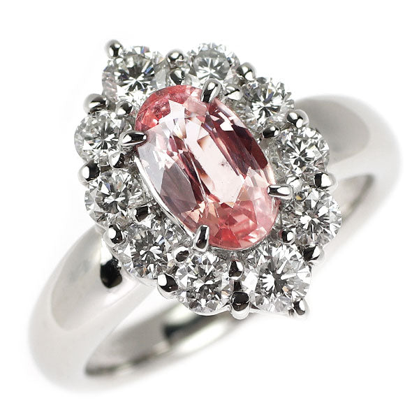 Pt900 パパラチア サファイア ダイヤモンド リング 1.210ct D1.00ct