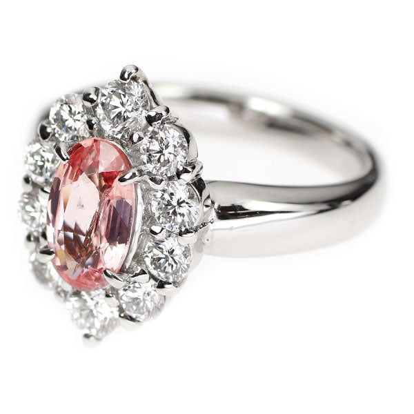 Pt900 パパラチア サファイア ダイヤモンド リング 1.210ct D1.00ct