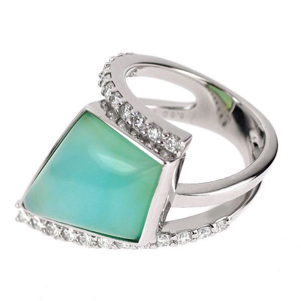 Pt900 ブルーオパール ダイヤモンド リング 6.50ct D0.85ct