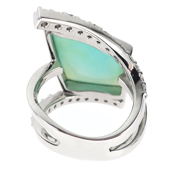 Pt900 ブルーオパール ダイヤモンド リング 6.50ct D0.85ct