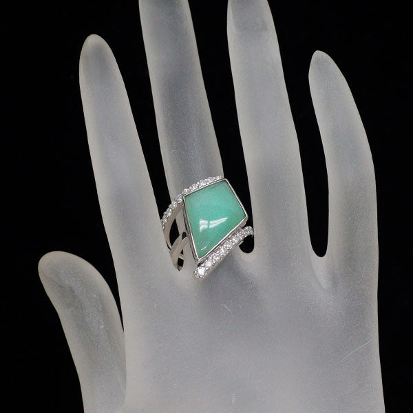 Pt900 ブルーオパール ダイヤモンド リング 6.50ct D0.85ct