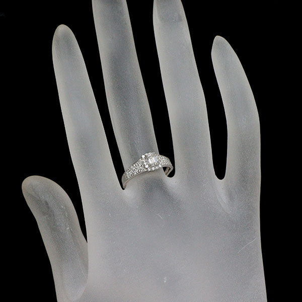 Pt900 エメラルドカット ダイヤモンド リング 0.278ct D0.24ct