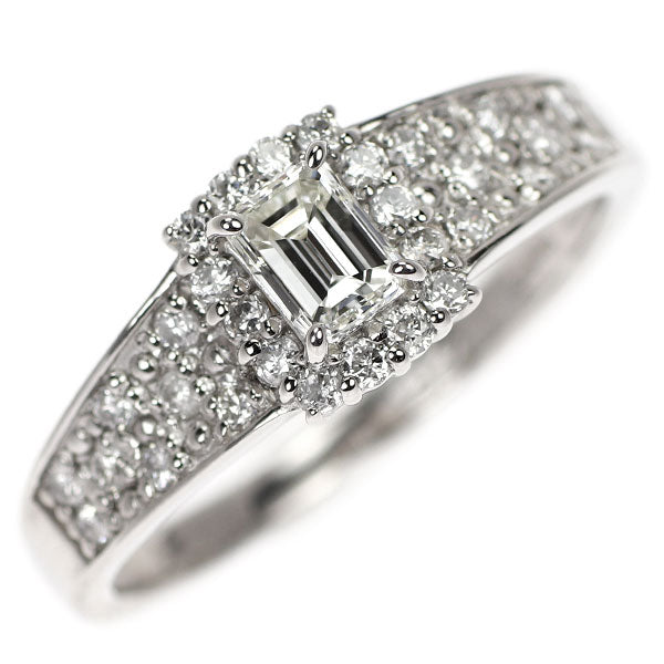 Pt900 エメラルドカット ダイヤモンド リング 0.278ct D0.24ct