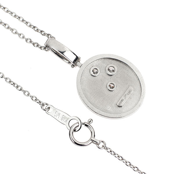 七宝ジュエリーShiki エナメル/ K18WG ダイヤモンド ペンダントネックレス 0.10ct リーフ 植物