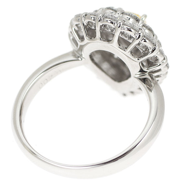 Pt900 LDH ペアシェイプ 天然イエロー ダイヤモンド リング 0.400ct FIOY SI2 D1.610ct