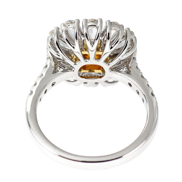 K18YG/Pt950 天然オレンジダイヤモンド リング 0.908ct FDYO SI2 D1.31ct