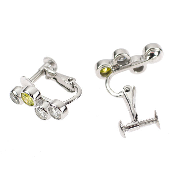 K18WG トリートイエローグリーン ダイヤモンド イヤリング 0.255ct D0.581ct