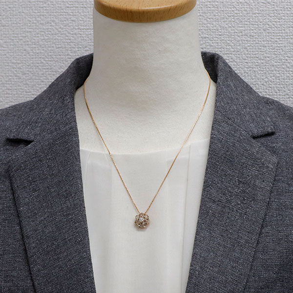 K18PG ダイヤモンド ペンダントネックレス 1.20ct フラワー