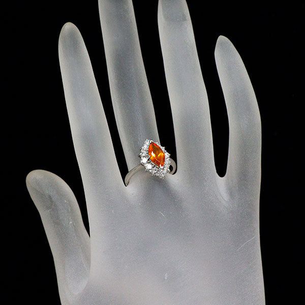 Pt900 スペサタイトガーネット ダイヤモンド リング 1.370ct D0.65ct