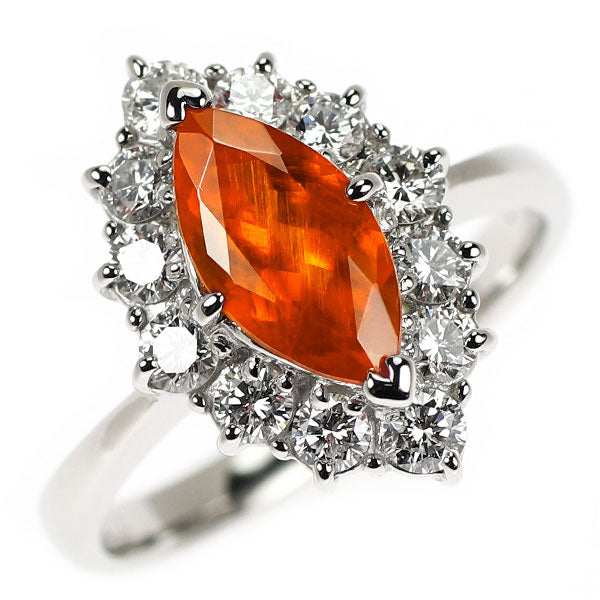 Pt900 スペサタイトガーネット ダイヤモンド リング 1.370ct D0.65ct
