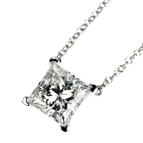 ティファニー Pt950 プリンセスカット ダイヤモンド ペンダントネックレス 1.28ct I VS1 EX/EX 《セルビー銀座店》【中古】