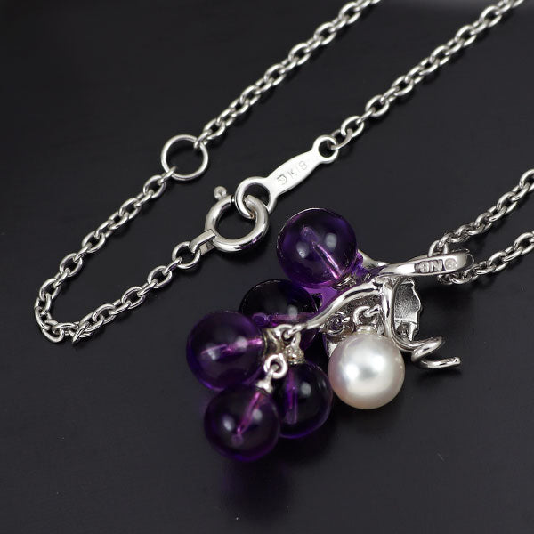 ミキモト K18WG アコヤ 真珠/パール アメジスト ペンダントネックレス 径約5.6mm ぶどう