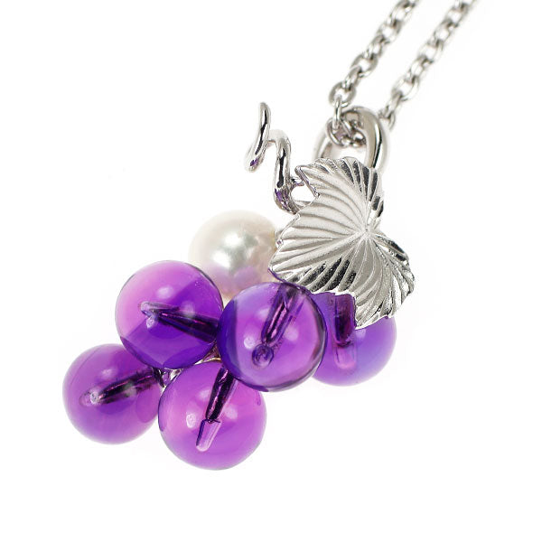 ミキモト K18WG アコヤ 真珠/パール アメジスト ペンダントネックレス 径約5.6mm ぶどう