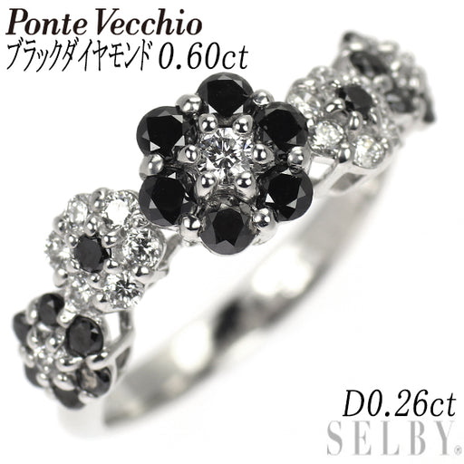 ポンテヴェキオ K18WG ブラック/カラーレス ダイヤモンド リング 0.60