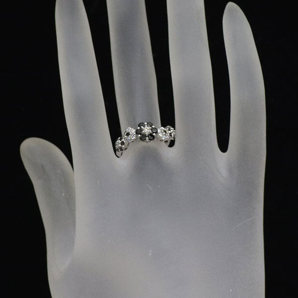 ポンテヴェキオ K18WG ブラック/カラーレス ダイヤモンド リング 0.60ct D0.26ct フラワー
