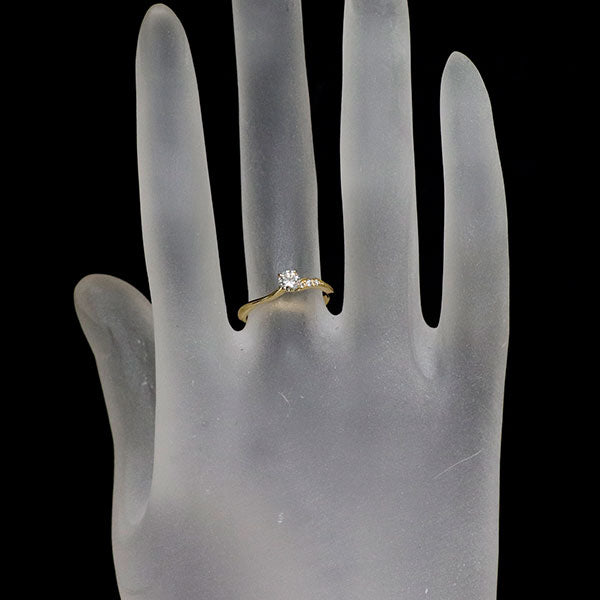 俄 K18YG ダイヤモンド リング 0.21ct E VS1 3EX 唐花